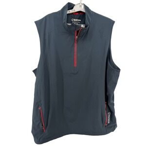 Sunice Mens XXL Charcoal Black Red Quarter Zip Golf Vest Performance Pockets